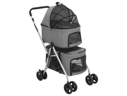 vidaXL 2-vrstvový skladací kočík pre psa sivý 83x48x97cm oxford. látka