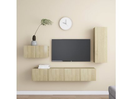 vidaXL 4-dielna súprava TV skriniek dub sonoma kompozitné drevo