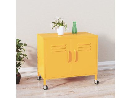 vidaXL Úložná skrinka, horčicovo žltá 60x35x56 cm, oceľ