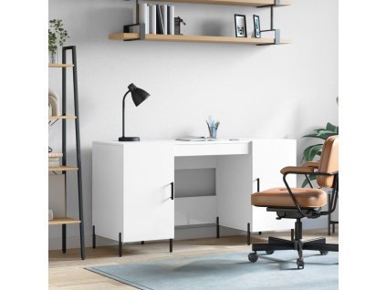 vidaXL Stôl lesklý biely 140x50x75 cm spracované drevo