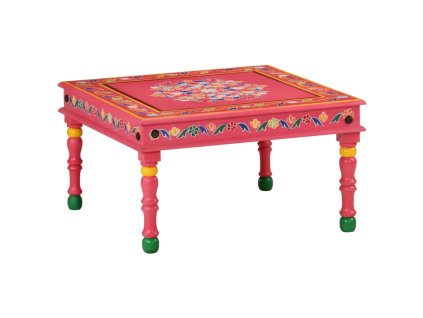 vidaXL Konferenčný stolík ružový ručne maľovaný masívny mangovník