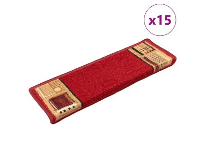 vidaXL Samolepiace nášľapy na schody 15 ks 65x21x4 cm červené