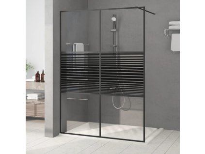 vidaXL Sprchová zástena čierna 140x195 cm priehľadné ESG sklo