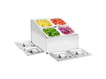 vidaXL Držiak na gastronádoby so 4 GN 1/6 nádobami nehrdzavejúca oceľ