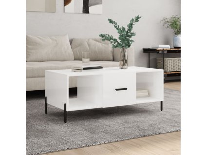 vidaXL Konferenčný stolík lesklý biely 102x50x40 cm spracované drevo
