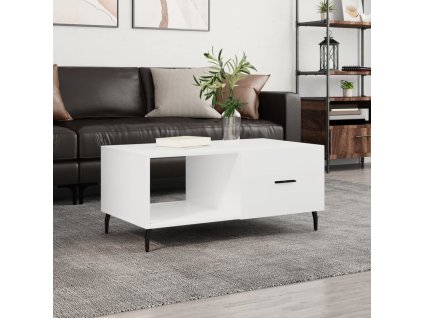vidaXL Konferenčný stolík lesklý biely 90x50x40 cm spracované drevo