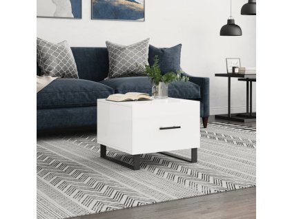 vidaXL Konferenčný stolík lesklý biely 50x50x40 cm kompozitné drevo