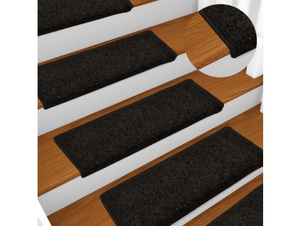 vidaXL Kobercové nášľapy na schody 15 ks, 65x21x4 cm, čierne