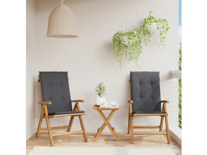 vidaXL Sklápacie záhradné stoličky a podložky 2 ks tíkový masív