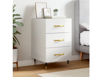 vidaXL Nočný stolík vysoký lesk biely 40x40x66 cm kompozitné drevo