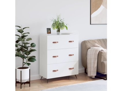 vidaXL Komoda so zásuvkami, biela 69,5x34x90 cm, kompozitné drevo