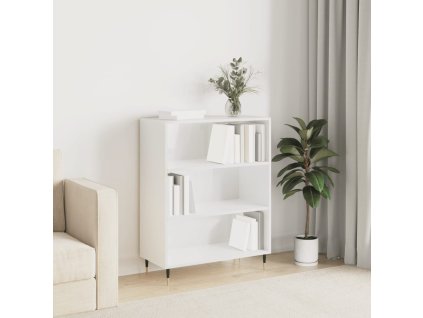 vidaXL Knižnica vysoký lesk biela 69,5x32,5x90 cm kompozitné drevo