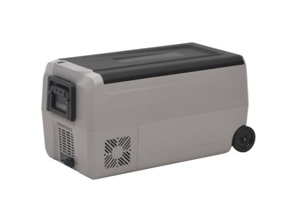 vidaXL Chladiaci box s kolieskom a rukoväťou čierno-sivý 60 l PP a PE