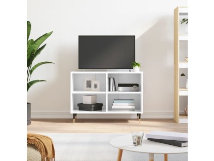 vidaXL TV skrinka, lesklá biela 69,5x30x50 cm, kompozitné drevo