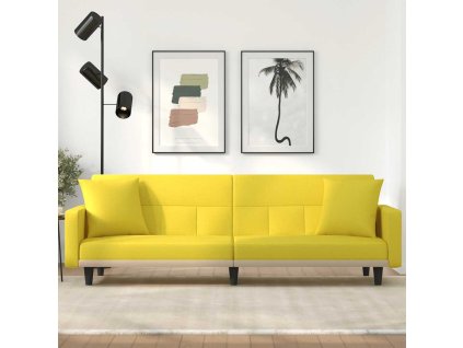 vidaXL Rozkladacia pohovka s vankúšmi, svetložltá, látka