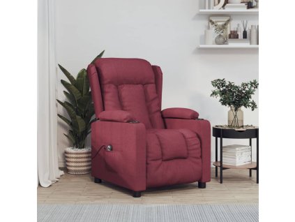vidaXL Elektrické sklápacie kreslo vínovo-červené látkové