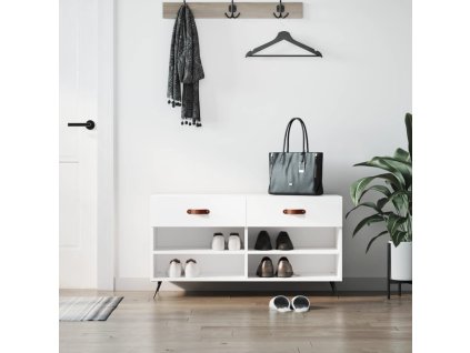 vidaXL Lavička na topánky, biela 102x35x55 cm, kompozitné drevo