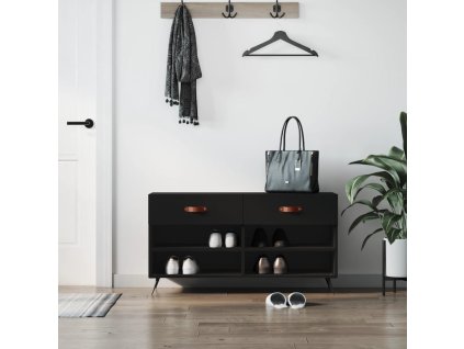 vidaXL Lavička na topánky, čierna 102x35x55 cm, kompozitné drevo