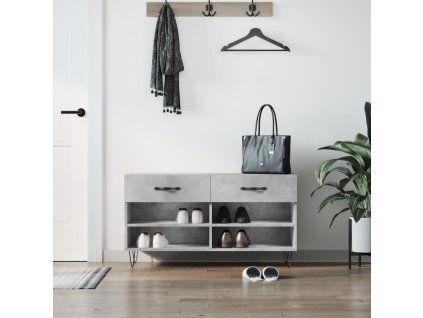 vidaXL Lavička na topánky, betónovo sivá 102x35x55cm, kompozitné drevo