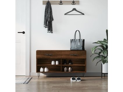 vidaXL Lavička na topánky, hnedý dub 102x35x55 cm, kompozitné drevo