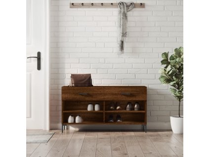 vidaXL Lavička na topánky, hnedý dub 102x35x55 cm, kompozitné drevo