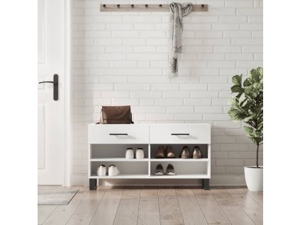 vidaXL Lavička na topánky, biela 102x35x55 cm, kompozitné drevo