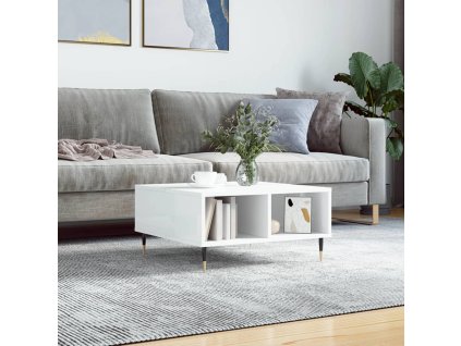 vidaXL Konferenčný stolík vysoký lesk biely 60x60x30 cm kompoz. drevo