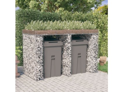 vidaXL Gabiónová stena na smetný kôš 192x91x120 cm pozinkované železo