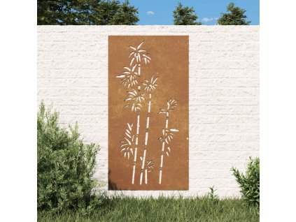 vidaXL Záhradná dekorácia 105x55 cm kortenová oceľ dizajn bambusu