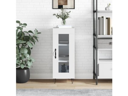 vidaXL Komoda biela 34,5x34x90 cm spracované drevo