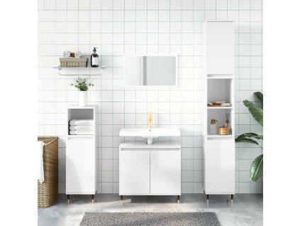 vidaXL Kúpeľňová skrinka lesklá biela 58x33x60 cm kompozitné drevo