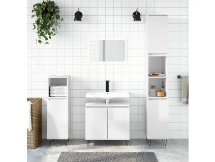 vidaXL Kúpeľňová skrinka lesklá biela 58x33x60 cm kompozitné drevo