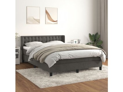 vidaXL Posteľný rám boxspring s matracom tmavosivý 140x200 cm zamat