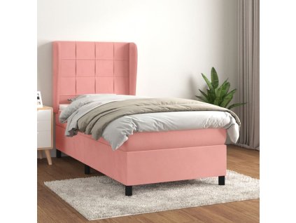 vidaXL Posteľný rám boxsping s matracom ružový 90x190 cm zamat