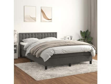 vidaXL Posteľný rám boxspring s matracom tmavosivý 140x200 cm zamat