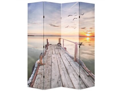 vidaXL Skladací paraván 160x170 cm, potlač s jazerom