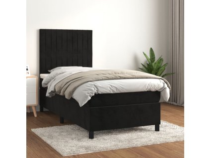 vidaXL Posteľný rám boxspring s matracom čierny 90x200 cm zamat