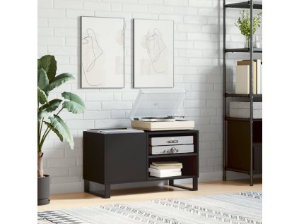 vidaXL Skrinka na platne čierna 85x38x48 cm kompozitné drevo