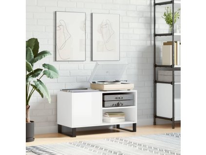 vidaXL Skrinka na platne lesklá biela 85x38x48 cm kompozitné drevo