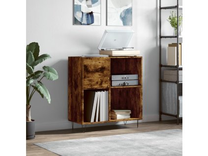 vidaXL Skrinka na platne dymový dub 84,5x38x48 cm kompozitné drevo