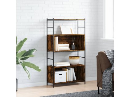 vidaXL Knižnica dymový dub 80x30x145,5 cm kompozitné drevo a železo