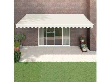 vidaXL Zaťahovacia markíza krémová 5x3 m látka a hliník