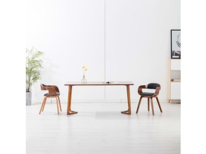 vidaXL Jedálenské stoličky 2 ks, tmavosivé, látka a ohýbané drevo