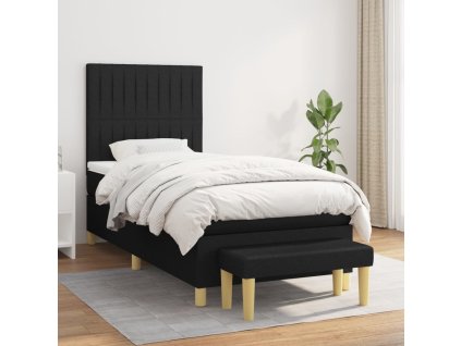 vidaXL Posteľný rám boxspring s matracom čierny 90x200 cm látka