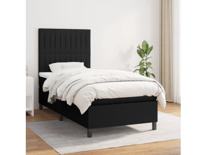 vidaXL Posteľný rám boxspring s matracom čierny 90x190 cm látka