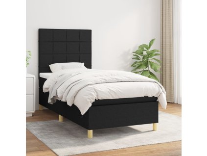 vidaXL Posteľný rám boxspring s matracom čierny 90x190 cm látka
