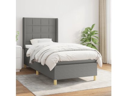 vidaXL Posteľný rám boxsping s matracom tmavosivý 80x200 cm látka