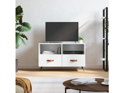 vidaXL TV skrinka lesklá biela 80x36x50 cm spracované drevo