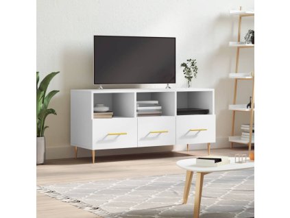 vidaXL TV stolík biely 102x36x50 cm kompozitné drevo