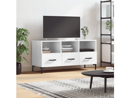 vidaXL TV skrinka lesklá biela 102x36x50 cm spracované drevo